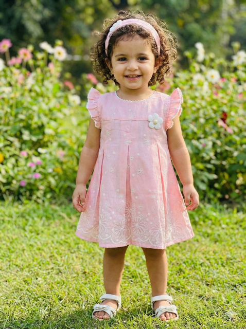 Pink Embroidered Baby Dress